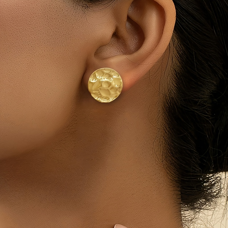 2pcs Set Irregular Pleated Geometric Round Women's Earrings